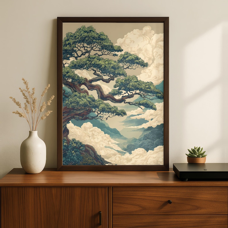 Asian Wall Art inspired by traditional Japanese landscape art and nature symbolism