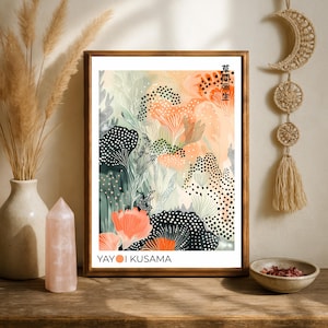 Elegant Japanese Poster with abstract floral shapes and modern botanical flow.