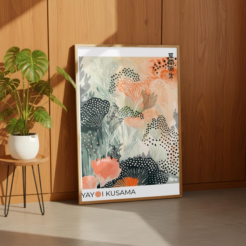 Colorful Minimalist wall print inspired by Yayoi Kusama’s playful art style.