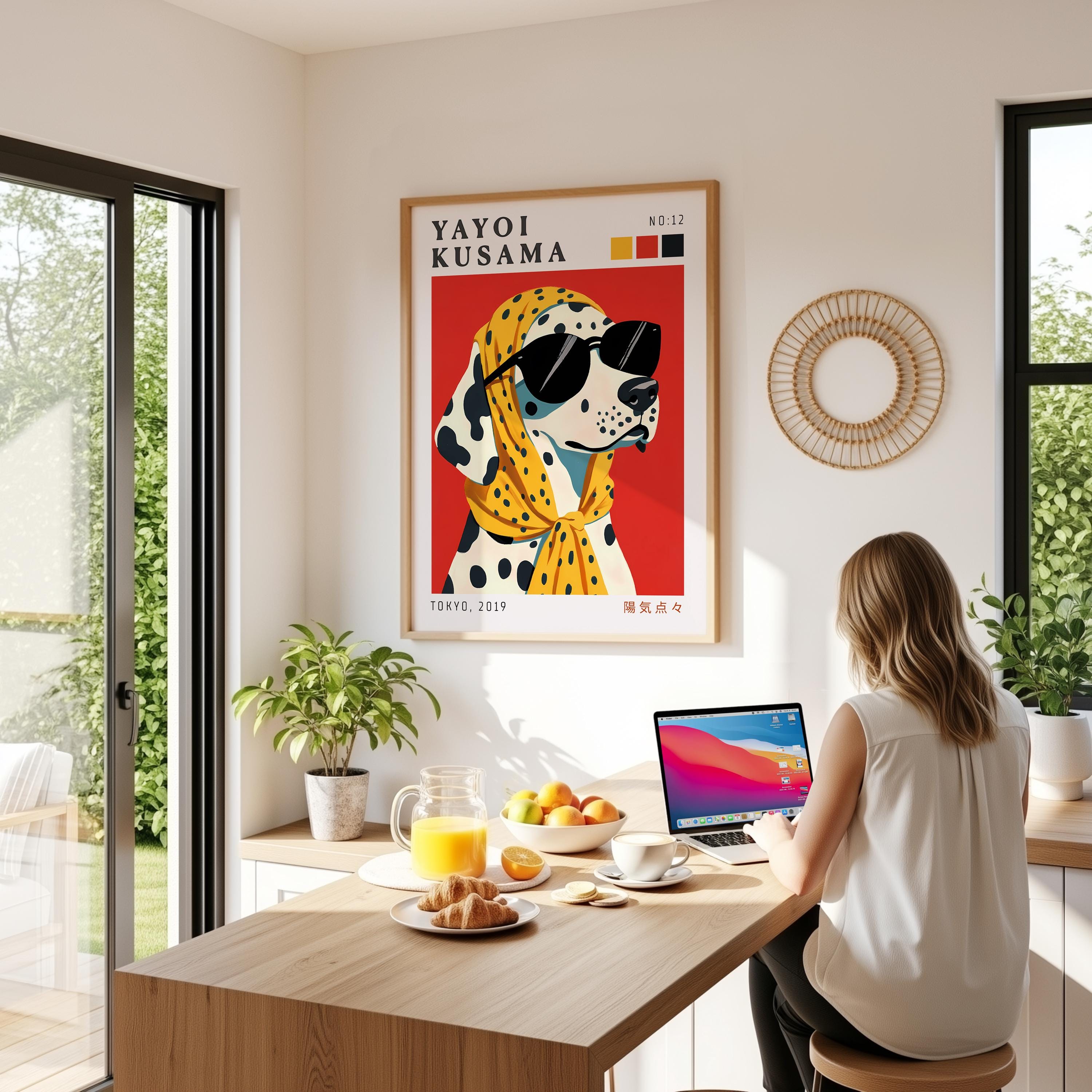 Yayoi Kusama Dog Wall Art, Pop Art Dog Print, Gifts for Dog Lovers