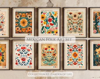 Mexican Floral Art Print Set | Vintage Boho Decor (Digital Download)