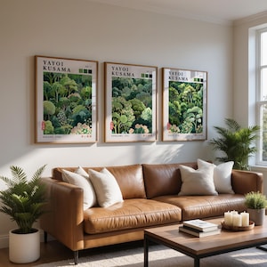 Triptych Wall Art set with botanical landscapes, ideal for Japandi and modern Japanese interiors