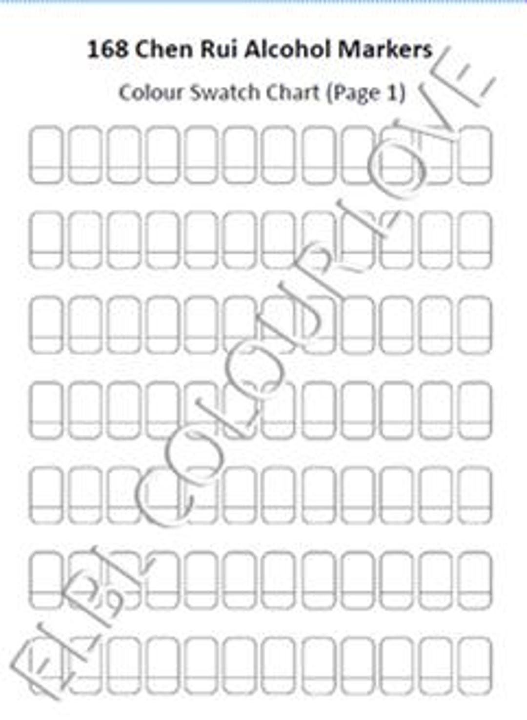Chen Rui 168 Alcohol Marker BLANK Swatch Sheet | Digital PDF | DIY