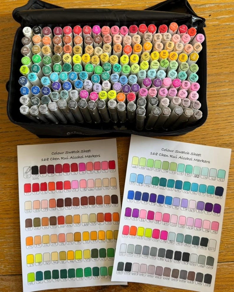 Chen Rui 168 Alcohol Marker Swatch Sheet Digital PDF Swatch