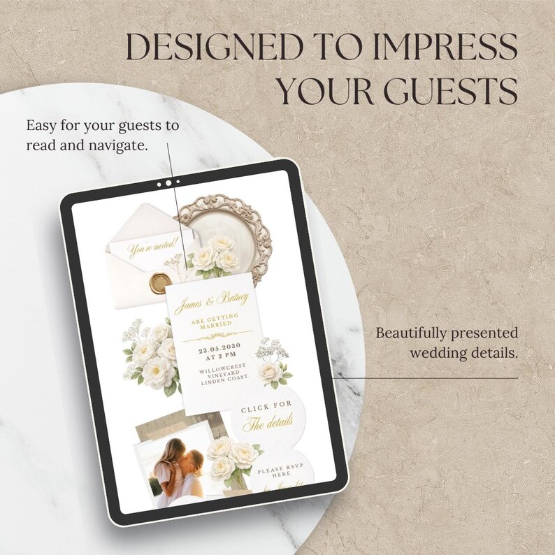Editable Wedding Website Template Canva, Elegant Digital Wedding Invitation with RSVP, Luxury Wedding Website image 7