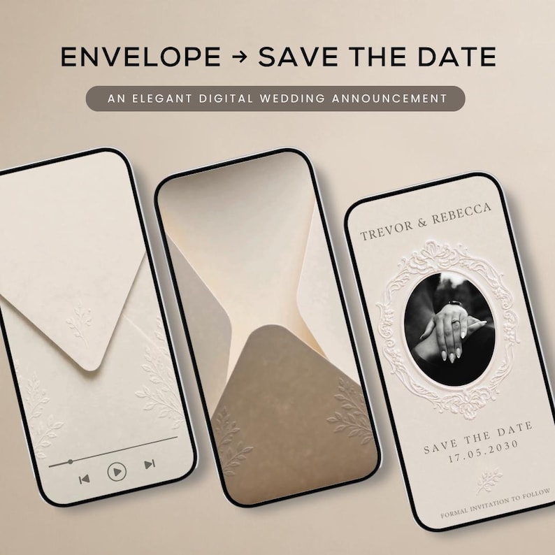 luxury envelope, whatsapp invite, digital wedding invitation, digital save the date, wedding e-invite