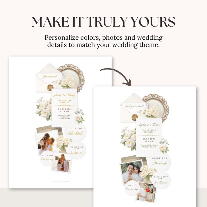 e-invite wedding website, digital template invite wedding canva website