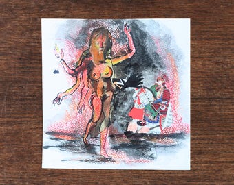 Colagem em técnica mista de Shiva e outras figuras | Arte com figuras femininas mitológicas (com ou sem moldura)