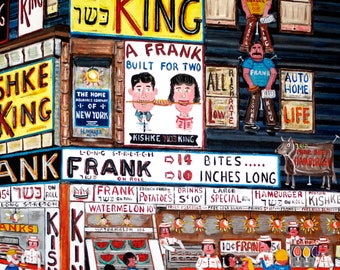 KISHKE KING/ Giclee Art Print/ - Kosher hot dogs and Knishes in Williamsburg/ My Uncle remembered it but existed before my time