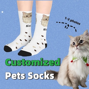 Calcetines de media pierna con estampado de mascotas personalizado, regalo para amantes de los animales, calcetines divertidos para dueños de mascotas, moda única y adorable, idea de regalo acogedor