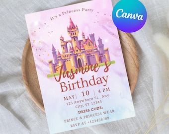 Princess Birthday Invitation, Magical Day Princess Castle Birthday Party Invite, Printable Invitation, Editable Invitation Template