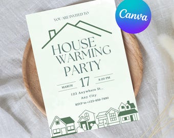 Editable House Warming Invitation, House Warming Party, Modern, Minimalist, Printable or Text Invite, Digital, House Party Invite, Canva