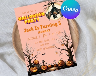 Editable Halloween Party Invitation Template (Digital Download)