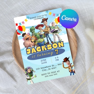 Editable Toy Story Invitation Template, Toy Story Birthday Party, 3rd Digital Invitation, Kids Birthday Party, Woody, You&#39;ve Got a Friend