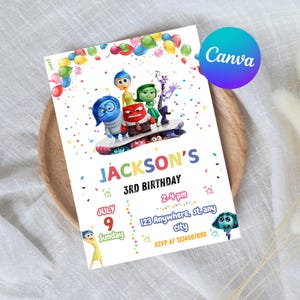 Editable Inside Out Birthday Invitation Template, Printable Birthday Party Invitations, Digital Bday Party Invite Template, Invite Bday Card