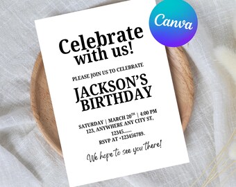 Celebrate with us invitation online editable template, surprise birthday party invites, anniversary invites