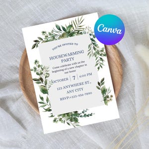Housewarming invitation Editable, New house Party Invites Printable template Evite Digital Download Canva Template