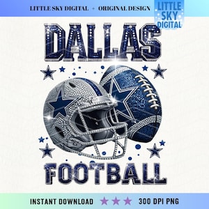 Dallas Football PNG: Glitter Star Helmet, Game Day Sublimation (Digital Download)