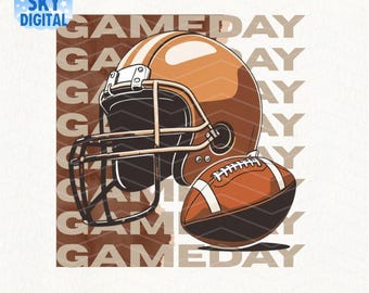 Football Game Day PNG: Helmet & Ball Graphic (Digital Download)