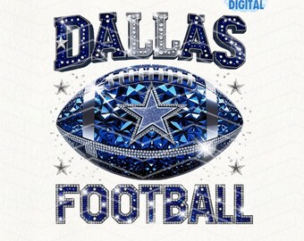 Dallas Football PNG with Blue Silver Star, Glitter Texture, High-Resolution Clipart