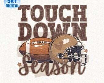 Touchdown Season Football PNG: Helmet & Ball Graphic (Digital Download)