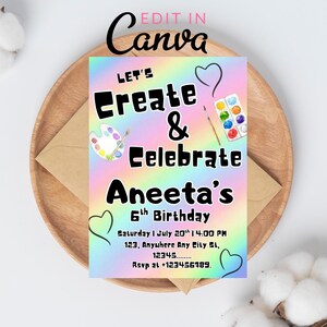 ART PARTY INVITATION Instant Download Invitations Art and Craft Invitation Craft Party Invitation Painting Party Invitation Art Birthday