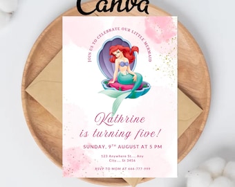 Little Mermaid Birthday Invitation Little Mermaid Invitation Ariel Party Invite The Little Mermaid Invitation Theme EDITABLE Instant Digital