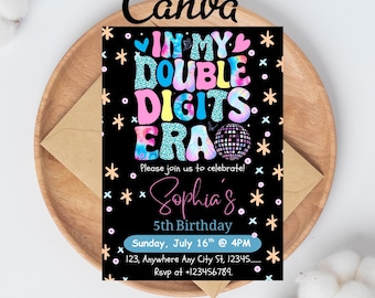 In My Double Digit Era Birthday Party Invitation In My Double Digit Era In My Era Birthday Party Invitation Disco Ball Birthday Party Invite