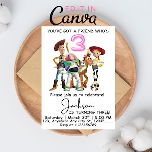 Toy Story Birthday Invitation Birthday Party Invitation Template Birthday Editable Canva DIY Birthday Invitation Digital Download