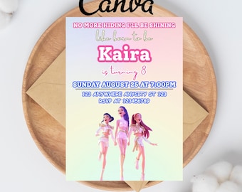 Kpop Demon Hunter Invitation, Kpop Anime Invite, Girls Birthday Invite, Huntrix Birthday Digital Invites, Editable Canva Template