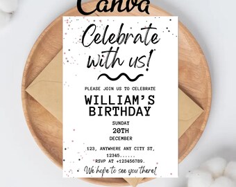 Celebrate with us invitation online editable template, surprise birthday party invites, anniversary invites