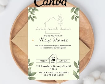 Housewarming Party Invitation, Home Sweet Home, Celebration Invite New Home, New Apartment, Housewarming Invitation, Editable Canva Template