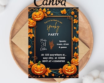 Editable Halloween Birthday Invitation, Halloween Ghost Invitation, Spooktacular Ghost Party Invitation, Halloween Birthday Ghost Party
