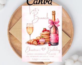 Elegant Let's Brunch Invitation, Editable Birthday Brunch Invitation Template, Birthday Brunch Invitation, Let's Brunch Invite