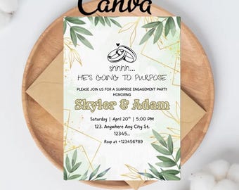 Engagement Party Invitation, We're Engaged Invite, Engagement Dinner Party Invite, Minimalist Invite, Canva Editable and Printable Template
