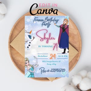 Frozen Four The First Time In Forever Birthday Invitation Frozen 4th Birthday Invitation Kids Fourth Party Elsa Anna Theme Invite EDITABLE