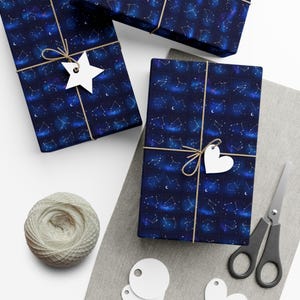 Gift Wrap Papers, Celestial Star Map Seamless Pattern with Constellations and Moons, Astronomy Gift Wrap, Starry Night Wrapping Paper, Space