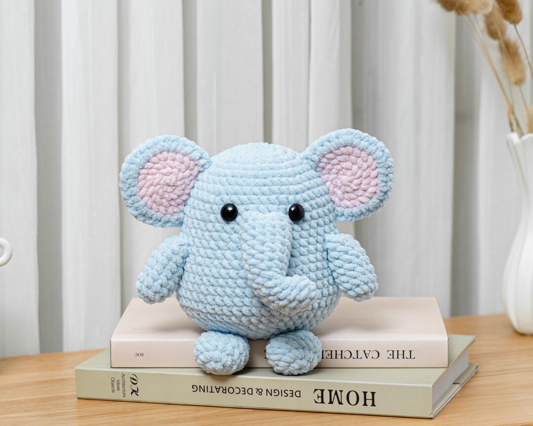 Crochet Elephant Pattern Amigurumi Baby Sitting Elphant Low Sew Pattern ...