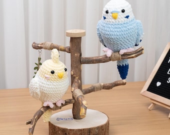 Bird Crochet Pattern Amigurumi Parrot Crochet Budgie Crochet Cockatiel Low Sew for Beginner Crochet Stuffed Animal Chubby Bird Toy