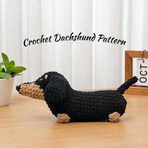Dackel Häkelanleitung Low Sew Amigurumi Welpe Plüschtier häkeln Stofftier Dackel Hund Geschenk für Hundeliebhaber PDF Muster Digital Download