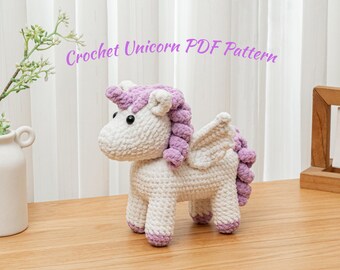 Unicorn Crochet Pattern Amigurumi Unicorn with Wings Plush Magical Unicorn Doll Handmade Stuffed  Unicorn Pony Gift Digital PDF Download