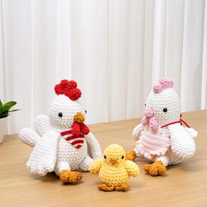 Crochet Chicken Pattern Chicken Rooster Baby Chick Bundle Amigurumi Hen Family Crochet Gift For Chicken Lover  Stuffed Farm Animal Plushie