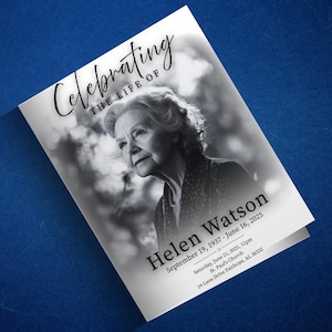 8.5x11 White Funeral Program (4 pages) In Loving Memory Obituary Program | Memorial Program | Celebration of Life | Canva Funeral Template