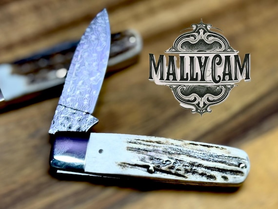 Handmade Jakob's Damascus VG-10 Pocketknife, stag scales