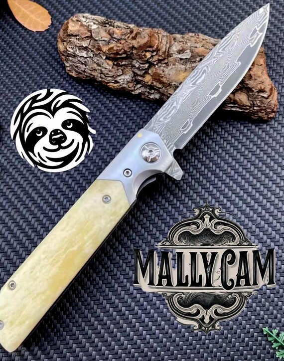 Handmade EDC frame lock, bone handle, VG-10 steel