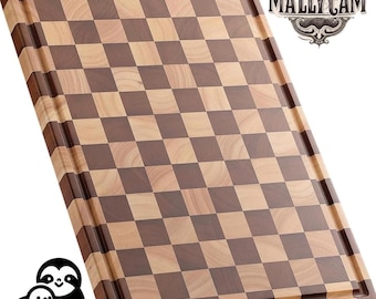 Checkered End Grain Butcher Block Cutting Board, Acacia