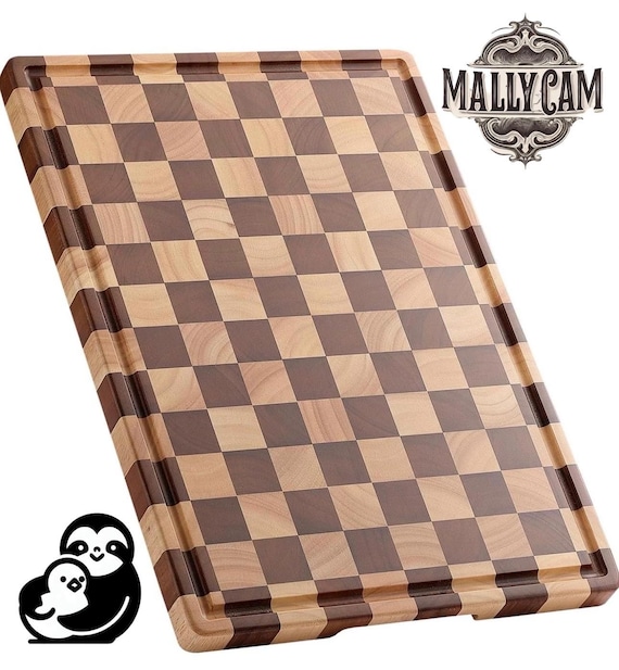 Checkered End Grain Butcher Block Cutting Board, Acacia