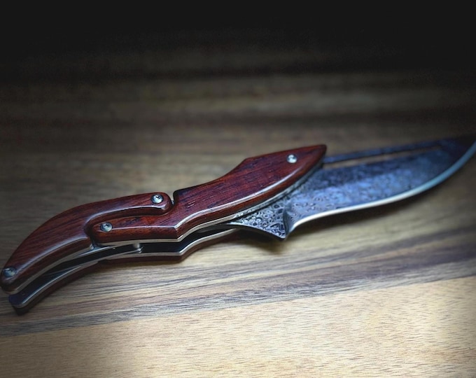 Hand Forged Damascus VG-10 Pocket Knife, Bochen BOW sliding handles