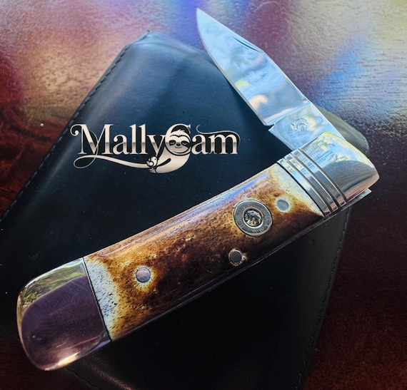 Handmade Jakob’s  single blade, slip joint with stag  handles