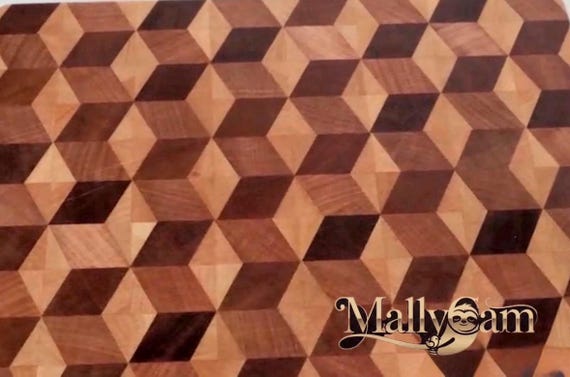 Box 3D End Grain Butcher Block Cutting Board, Walnut